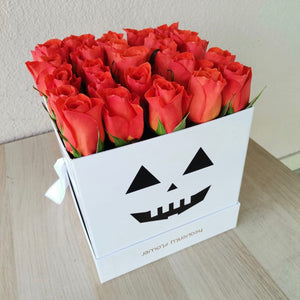 White Roses Box - Orange Roses - Halloween