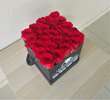 Red Roses in black box - Graduation flowers