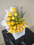 White Box - Yellow Roses arrangement