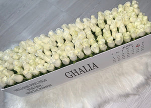 100 colorful Roses in A long box - white box