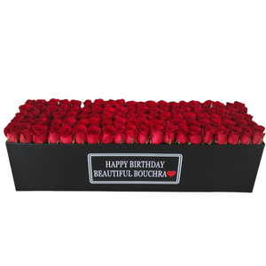 100 Red Roses in A long black box - Happy Birthday