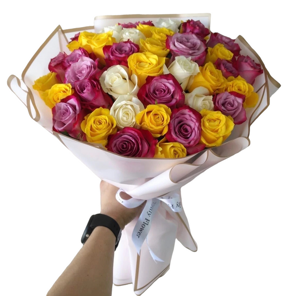 50 assorted roses bouquet