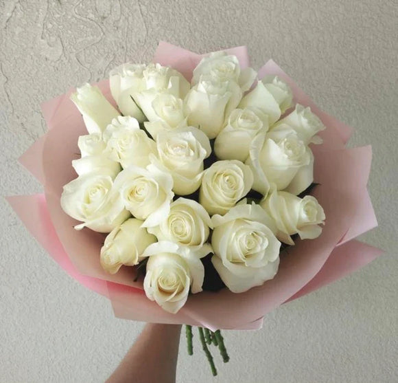 30 roses Bouquet - White