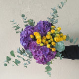 purple hydrangea and yellow flowers Bouquet