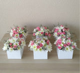 Mini flowers box - white and pink