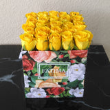 Yellow Roses in a Colorful Box