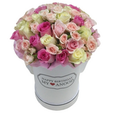 Assorted Color flowers in a round box