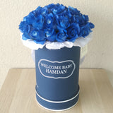 Blue Round Box & Blue Roses
