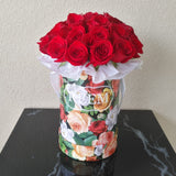 Colorful Box & Red Roses - Round