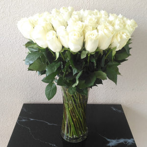 White Roses in A Vase
