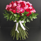 100 Pink And Red Roses Bouquet (Romantic Bouquet) Bouquets