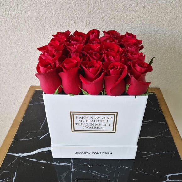 White Roses Box - Red Roses ( New Year )