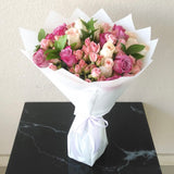 Assorted color Flowers Bouquet - white wrapping