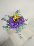 Purple hydrangea and yellow flowers Bouquet