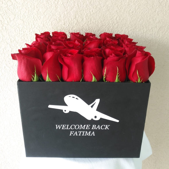 Welcome Back Square Roses Box Deluxe