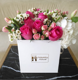 Assorted Color flowers in a square box - Pink