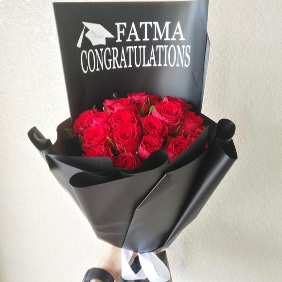 Graduation personalized 20 Red roses Bouquet