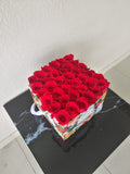 Red Color Roses in A colorful Box - Deluxe