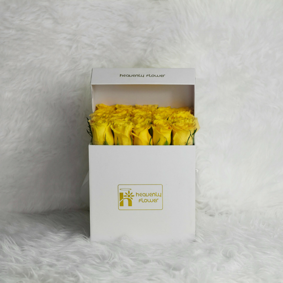 White Roses Box - Yellow Roses - delivery in Dubai