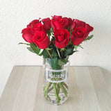 Red Roses in a glass vase