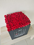100 Red Roses in a large square box - Calendar