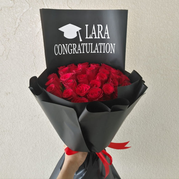 Graduation personalized 30 Red roses Bouquet