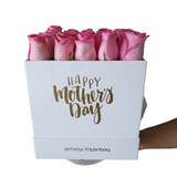 Happy Mother’s Day White Roses Box - Pink Roses