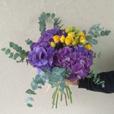 purple hydrangea and yellow flowers Bouquet