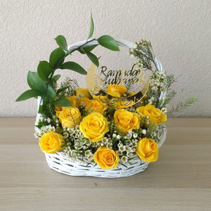 Yellow roses in a Basket