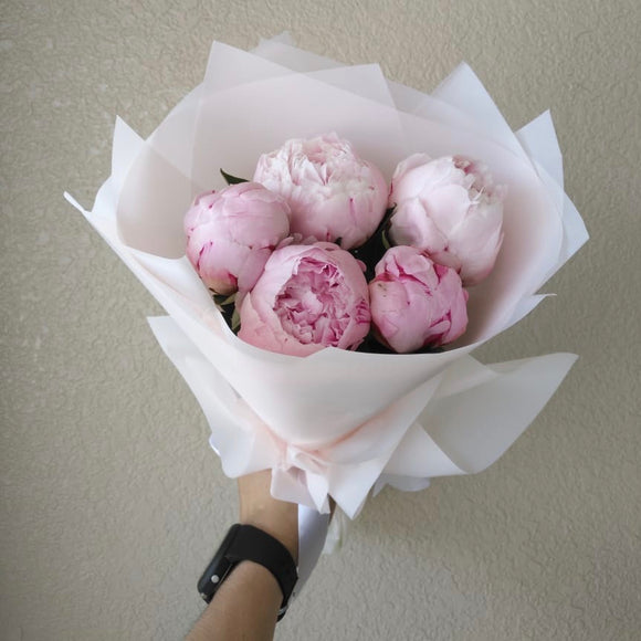 5 pink peonies Bouquet - Peony