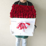 100 Red Roses in a large white square box - Calendar