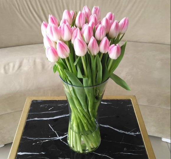 Pink Tulips in A Vase