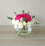 Peonies and roses in a fish bowl Vase - Peony
