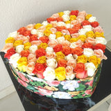 100 Assorted Roses in a heart shaped Colorful box