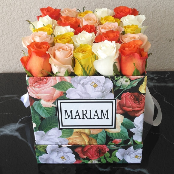 Assorted Color Roses in A colorful Box