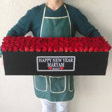 100 Red Roses in A long black box - New Year flowers