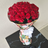 50 Red Roses Bouquet - Roses Delivery - colorful wrapping