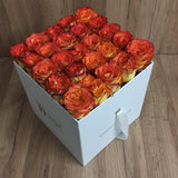 White Box & Orange Roses - Heavenly Flower 