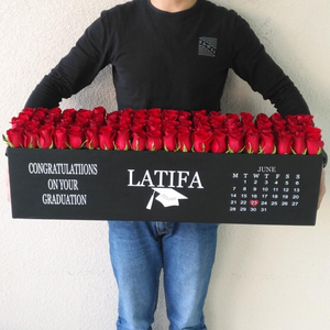 100 Red Roses in A long black box - Graduation