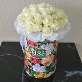 Colorful Round Box & white Roses with 250g chocolate