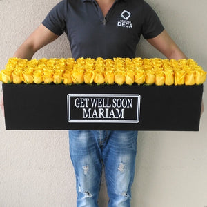 100 yellow Roses in A long box - Get Well Soon