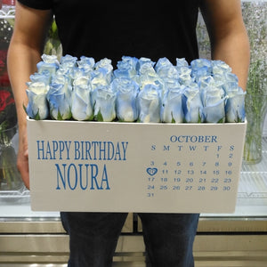 Light blue roses - white Super deluxe box - Calendar